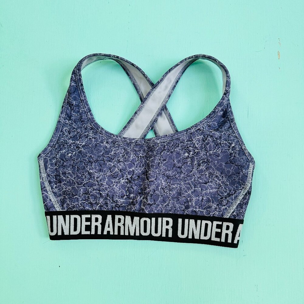 Under Armour Crossback Sports Bra Purple Black Printed Padded XS